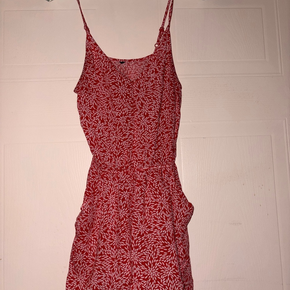 Old Navy Red Floral Spaghetti-Strap Jumpsuit